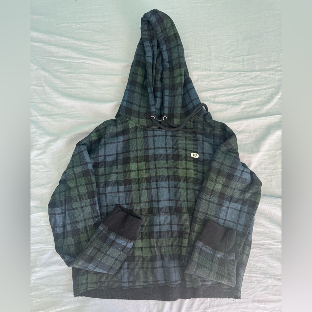 Abercrombie & Fitch Plaid Hooded Sweater for Women - Green, Black & Blue